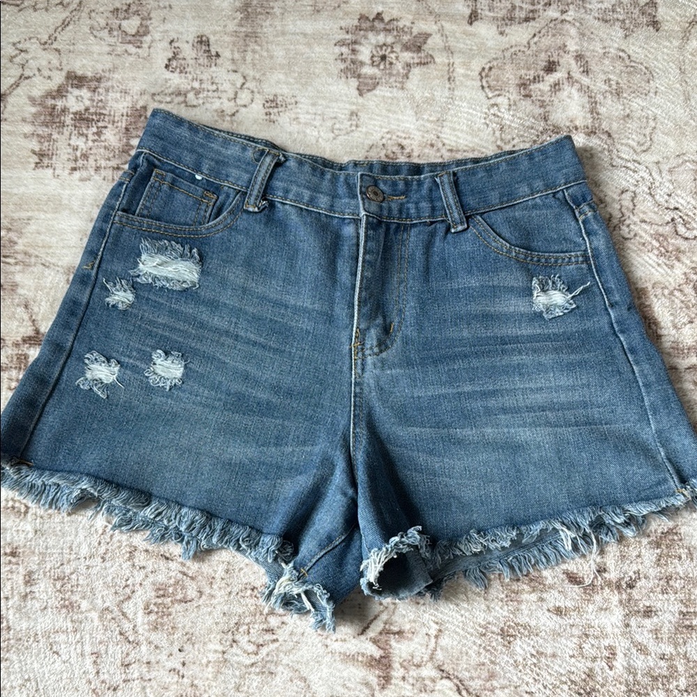 Denim Blue Distressed Women's Shorts